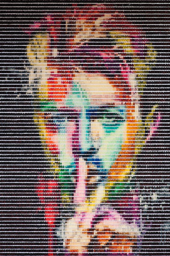 Porträt David Bowie - Pop Art Collage aus Gummibärchen